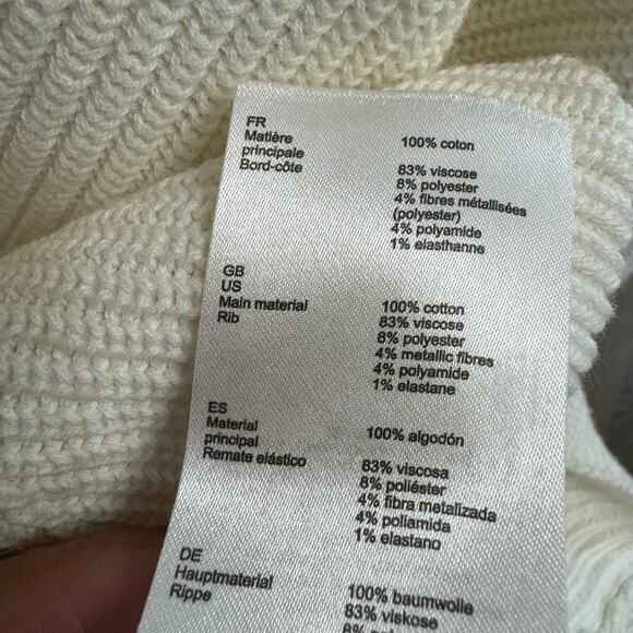 Maje Meteo Ribbed V Neck Sweater Tennis Preppy Cotton Off White Sz 3 Large - Picture 13 of 13